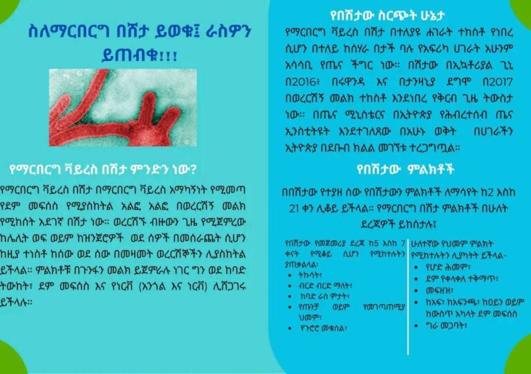 ስለ ማርበርግ በሽታ ይወቁ እራስውን ይጠብቁ!